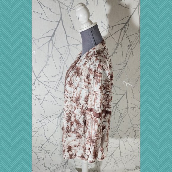 Addition Elle Desert Printed Embroidered Boho Peasant Blouse - Picture 3 of 6
